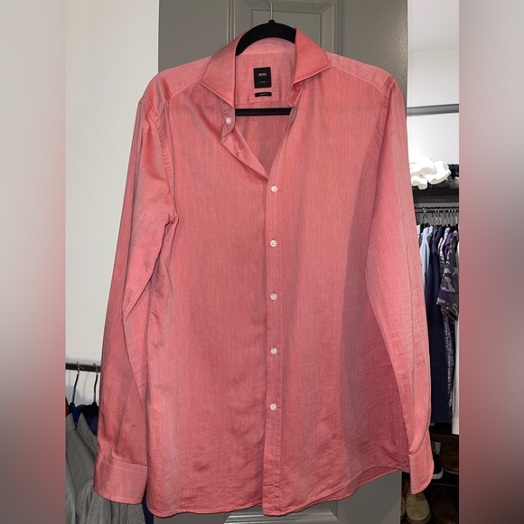 Hugo Boss Italian Slim Fit Testa Egyptian Cotton Button Down Dress Shirt - Picture 8 of 14